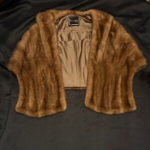 Elegant Vintage Mink Fur Stole in Rich Brown